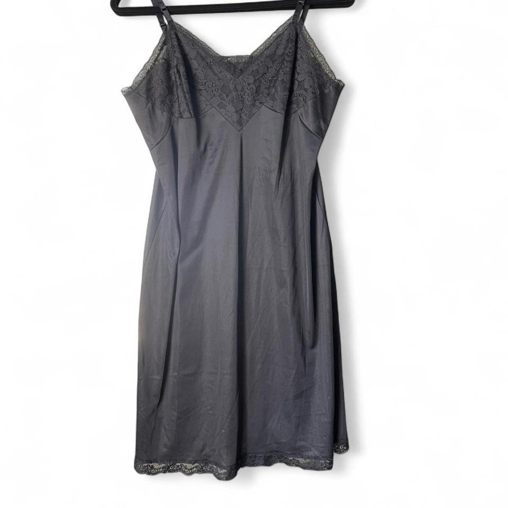 Vintage Vanity Fair Black‎ Lace Slip Dress - Picture 5 of 7